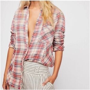 Free People Juniper Ridge Plaid Button-Down Shirt - Sz L